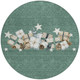 8' Pale Aqua Beige Ivory And Taupe Round Presents Washable Indoor Outdoor Area Rug