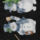 5' X 8' Black Denim Blue And Ivory Snowmen Washable Indoor Outdoor Area Rug