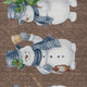 3' X 5' Brown Denim Blue And Ivory Snowmen Washable Indoor Outdoor Area Rug