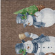 9' X 12' Brown Denim Blue And Ivory Snowmen Washable Indoor Outdoor Area Rug