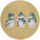 8' Gold Denim Blue And Ivory Round Snowmen Washable Indoor Outdoor Area Rug