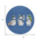 8' Navy Blue Denim Blue And Ivory Round Snowmen Washable Indoor Outdoor Area Rug