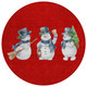 8' Red Denim Blue And Ivory Round Snowmen Washable Indoor Outdoor Area Rug