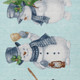 9' X 12' Sky Blue Denim Blue And Ivory Snowmen Washable Indoor Outdoor Area Rug
