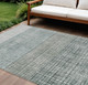 10' X 14' Aqua And Gray Geometric Washable Indoor Outdoor Area Rug