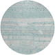 8' Teal Blue And Gray Round Striped Washable Indoor Outdoor Area Rug