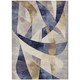 5' X 8' Navy Blue And Gold Abstract Washable Indoor Outdoor Area Rug