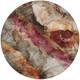 8' Khaki And Blush Round Floral Washable Indoor Outdoor Area Rug
