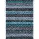 3' X 5' Teal Blue And Gray Striped Washable Indoor Outdoor Area Rug