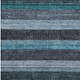 5' X 8' Teal Blue And Gray Striped Washable Indoor Outdoor Area Rug