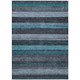 9' X 12' Teal Blue And Gray Striped Washable Indoor Outdoor Area Rug