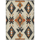 8' X 10' Ivory Orange And Charcoal Aztec Washable Indoor Outdoor Area Rug