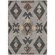 10' X 14' Taupe Charcoal And Wheat Aztec Washable Indoor Outdoor Area Rug