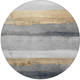8' Gold And Gray Round Striped Washable Indoor Outdoor Area Rug