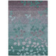 3' X 5' Teal Blue And Gray Floral Washable Indoor Outdoor Area Rug