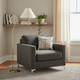 68" Antiqued Brass Metal Reading Floor Lamp With Off White Fabric Empire Shade