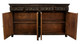 72" Black Distressed Solid Wood Carved Floral Four Drawer Sideboard with Four Doors