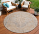 8' Copper And Beige Round Medallion Washable Indoor Outdoor Area Rug