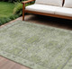 8' X 10' Artichoke Green And Gray Geometric Washable Indoor Outdoor Area Rug