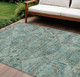 9' X 12' Sage And Teal Blue Moroccan Washable Indoor Outdoor Area Rug