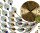 31" Gold Blue And Green Metal Silent Analog Peacock Novelty Wall Clock