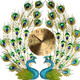 25" Blue Green And Gold Metal Silent Analog Peacock Novelty Wall Clock