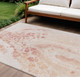 9' X 12' Salmon And Ivory Abstract Washable Indoor Outdoor Area Rug