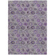 10' X 14' Purple And Gray Floral Washable Indoor Outdoor Area Rug