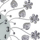 27" Silver White And Black Metal and Glass Silent Analog Floral Round Wall Clock