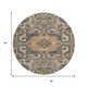 8' Terra Cotta And Charcoal Round Damask Washable Indoor Outdoor Area Rug