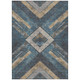 10' X 14' Navy Blue And Beige Geometric Washable Indoor Outdoor Area Rug