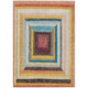 8' X 10' Amber Pink And Teal Blue Geometric Washable Indoor Outdoor Area Rug