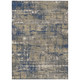 5' X 8' Navy Blue And Beige Geometric Washable Indoor Outdoor Area Rug