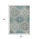 10' X 14' Teal Blue Fern Green And Beige Floral Washable Indoor Outdoor Area Rug