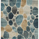 3' X 5' Teal Blue Beige And Ivory Geometric Washable Indoor Outdoor Area Rug
