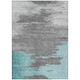 10' X 14' Teal Blue And Gray Abstract Washable Indoor Outdoor Area Rug