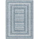 3' X 5' Denim Blue And Ivory Geometric Washable Indoor Outdoor Area Rug