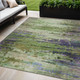 10' X 14' Green Lavender And Purple Abstract Washable Indoor Outdoor Area Rug