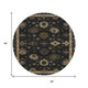 8' Black And Gold Round Floral Washable Indoor Outdoor Area Rug