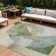 9' X 12' Artichoke Green And Taupe Abstract Washable Indoor Outdoor Area Rug