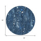 8' Blue And Ivory Round Abstract Washable Indoor Outdoor Area Rug