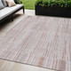 5' X 8' Coral And Beige Striped Washable Indoor Outdoor Area Rug
