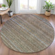 8' Brown And Denim Blue Round Striped Washable Indoor Outdoor Area Rug