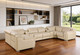 Beige Italian Leather Power Reclining U Shaped Eight Piece Corner Sectional With Console