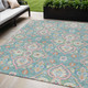 5' X 8' Teal Blue Pink And Orange Ogee Washable Indoor Outdoor Area Rug
