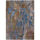 3' X 5' Brown And Blue Botanical Leaves Washable Indoor Outdoor Area Rug