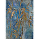 8' X 10' Blue And Brown Botanical Leaves Washable Indoor Outdoor Area Rug