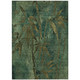 9' X 12' Green And Brown Botanical Leaves Washable Indoor Outdoor Area Rug