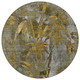 8' Pewter And Gold Round Botanical Leaves Washable Indoor Outdoor Area Rug