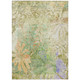 8' X 10' Green And Ivory Floral Washable Indoor Outdoor Area Rug